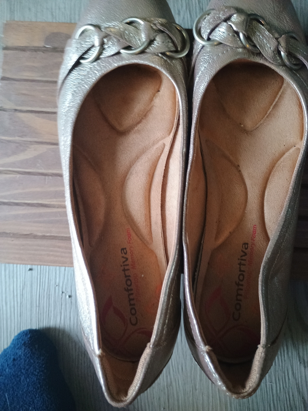Comfortiva Women's Metallic Gold Slip-On Flats